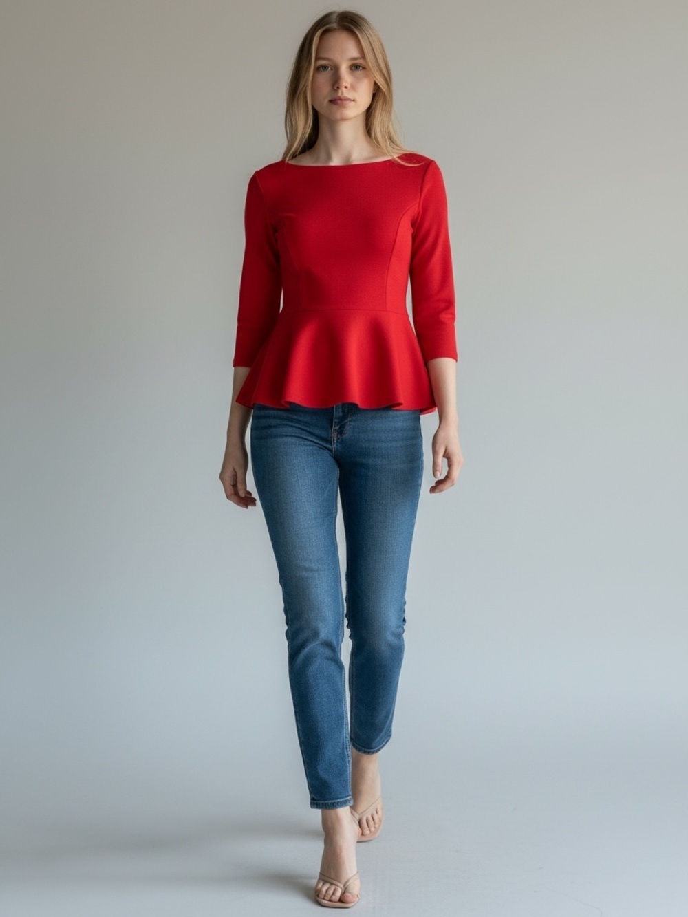 Ricki's Vibrant Red Peplum Top Ponte Knit Size XS